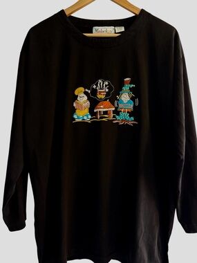 Vintage Embroidered Graphic Shirt Quirky Art Tee
